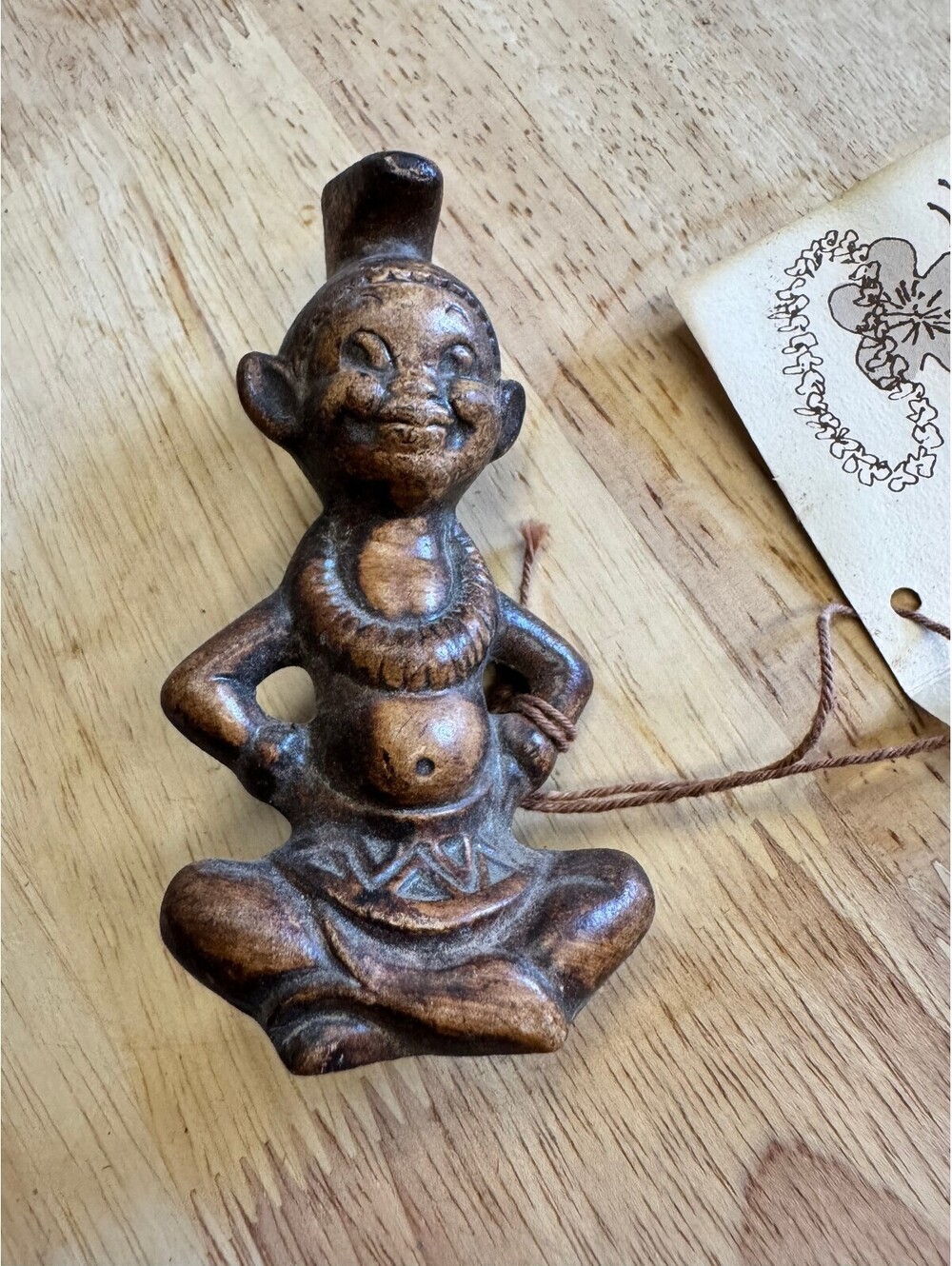 Vintage Treasure Craft Hawaii Menehune Good Luck Figurine With Original Tag